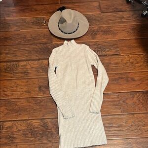 Guess Taupe Long Sleeve Knit Dress